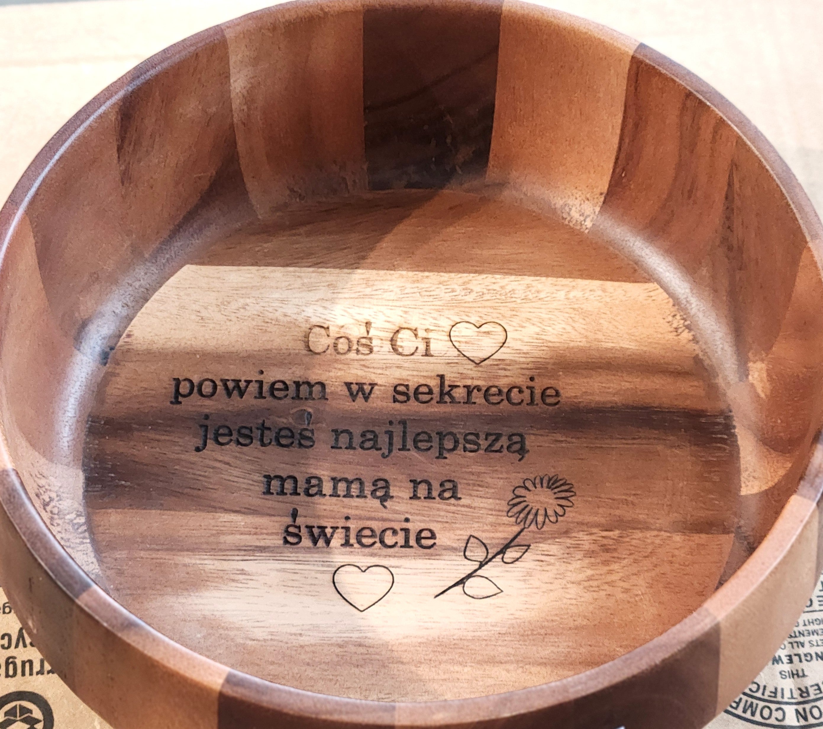 Wooden Salad Bowl for Polish Mom